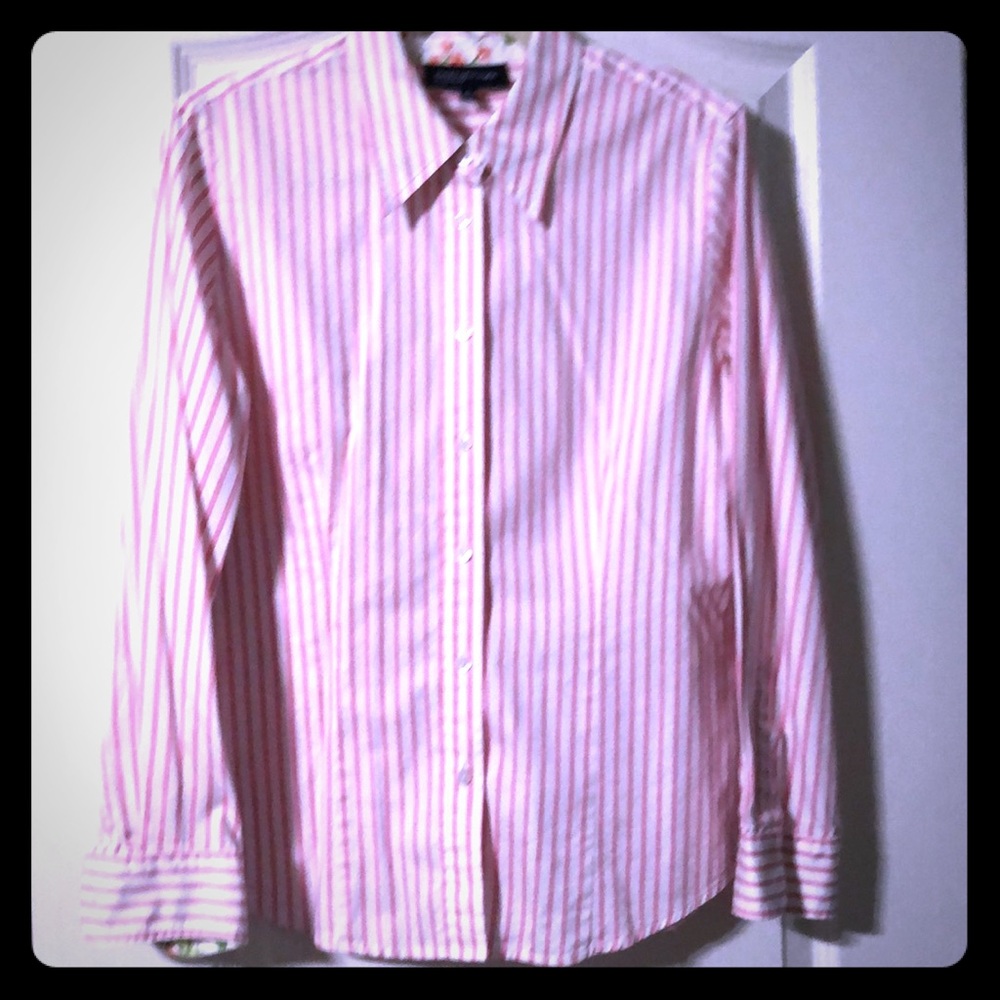 SZ L JONES NEW YORK STRIPED BUTTON UP SHIRT